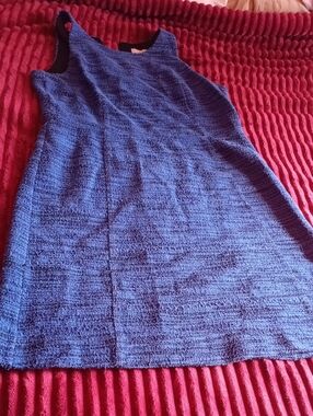 LOFT Blue Textured Sleeveless Shift Dress